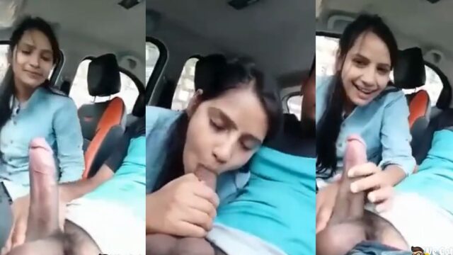 Beautiful Hot Girlfriend Performing Oral Sex Inside Car
