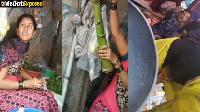 Hot Vegetable Sales Girl Pulls Blouse Down Flashing Boobs in Market