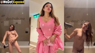 Sonia Arora Full View Of Tight Nipples And Hairy Pussy While Nude Hair Drying