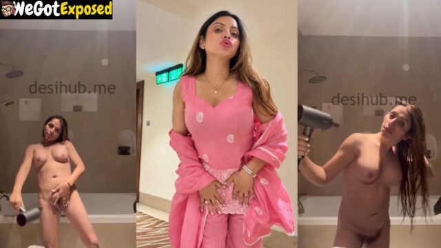 Sonia Arora Full View Of Tight Nipples And Hairy Pussy While Nude Hair Drying